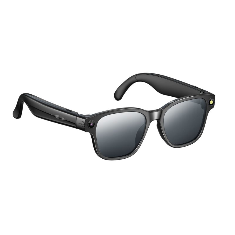 Gafas inteligentes L801, cámara wearable con captura de fotos, video y audio en alta definición, doble micrófono con reducción de ruido, llamadas Bluetooth y asistente de voz.